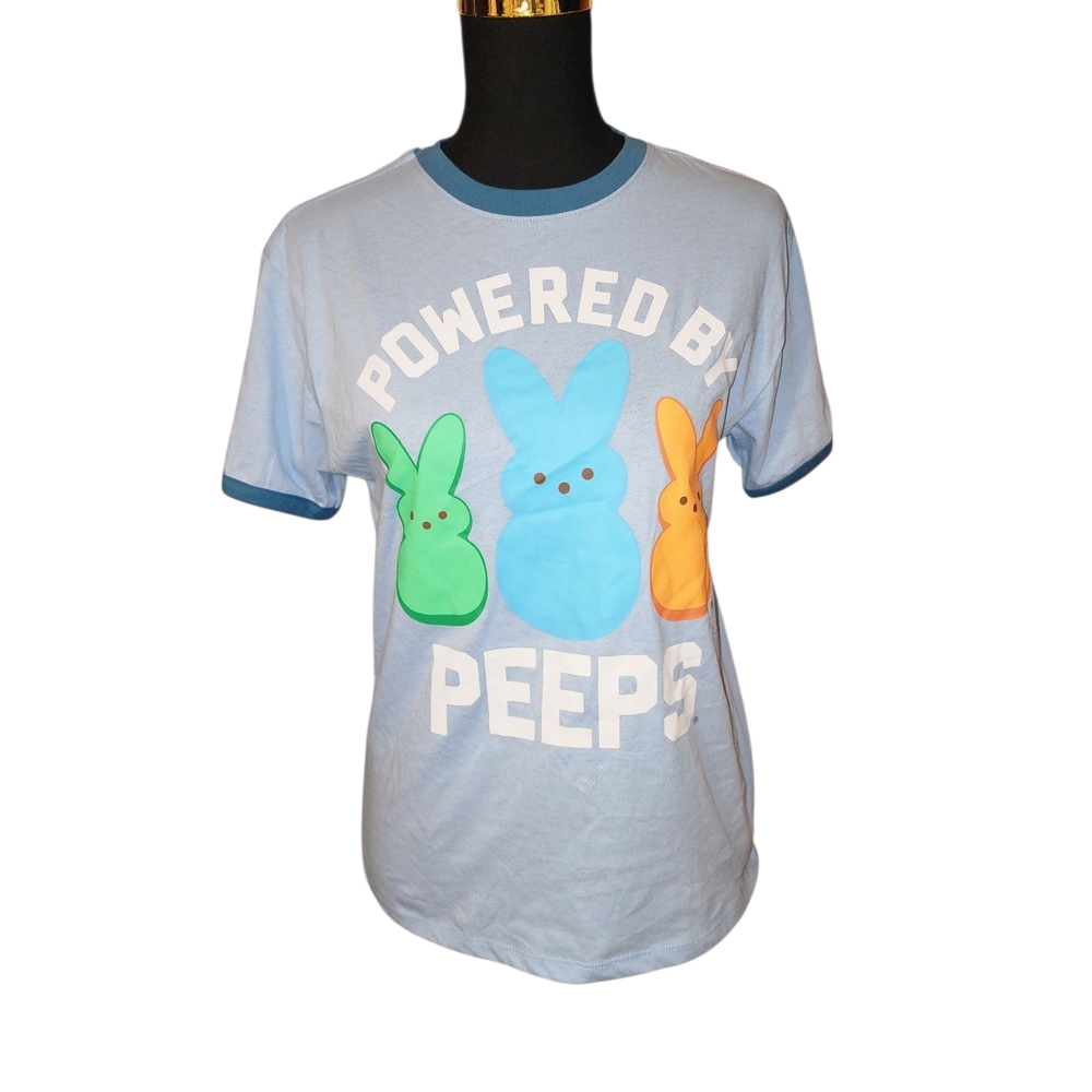 Blue Graphic Tee with Peeps Design